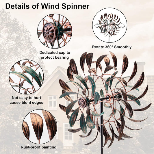 Stargarden Wind Spinners Outdoor Metal Large 360 Degrees Kinetic Wind Sculptures& Spinners Yard Art Outdoor Garden Decor
