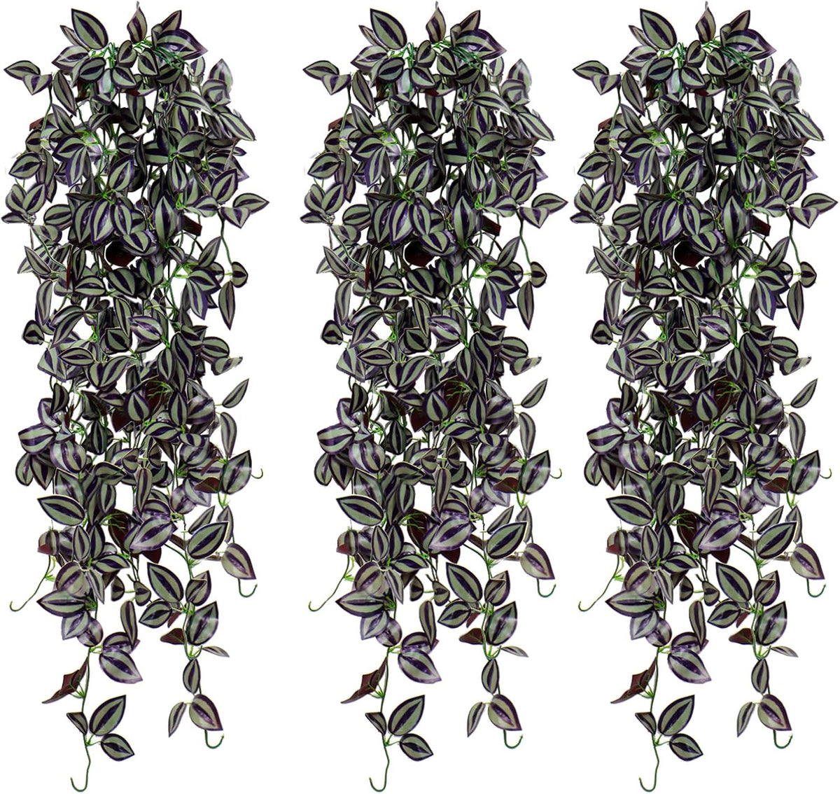 TOCHGREEN 3pcs Artificial Hanging Plants-3.6ft Fake Ivy Vine Purple Fake Ivy Leaves Faux Hanging Scindapsus Vine for Wall House Room Party Garden Indoor Outdoor Decoration