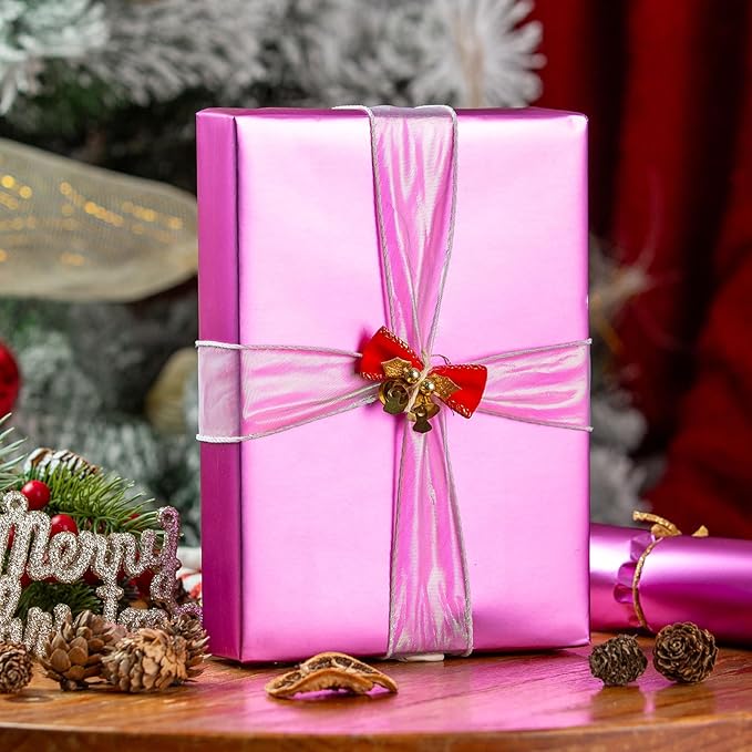 Garbendy Purple Wrapping Paper - Solid Color Metallic Sparkle Paper Perfect for Birthday, Wedding, Baby Shower, Party - 17 Inch X 33 Feet