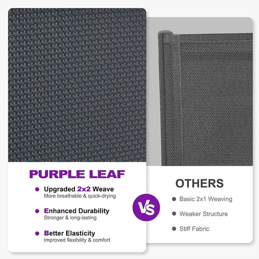 PURPLE LEAF Paiot Chaise Lounge Set of 2 Chaise Lounge w/Wheel, Dary Grey | Stain-resistant mesh wipes clean instantly, Vibrant colors match your outdoor decor, Sleek Style Elevates Your Patio