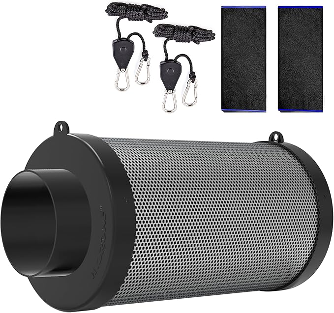 6 Inch Air Carbon Filter for Grow Tent,Smellines Control with Australia Virgin Charcoal for inline duct fan,Hydroponic Growth,Pre-Filter Included