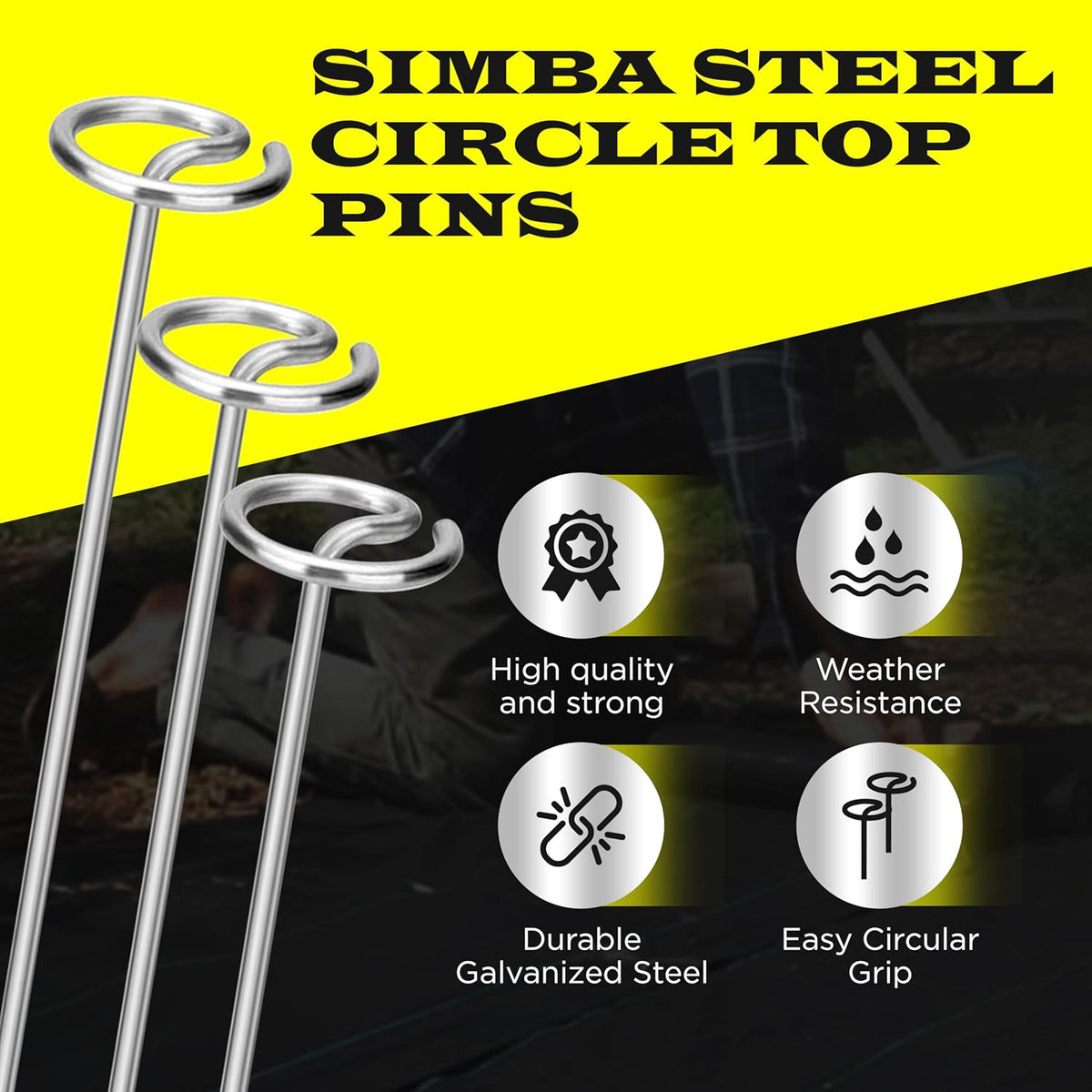 8 Gauge Circle Top Lanscape Pins - 125 Pack x 6 Inch Galvanised, Heavy Duty, Not Easy to Bend, Garden Stakes for Tarps, Lawn Turf, Weed Mats, More Holding Power (125 Pins)