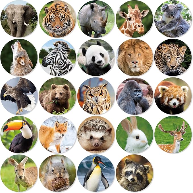 480 Counts Cute Jungle Zoo Wild Animal Stickers 1.5 Round Adhesive Labels Stickers for Baby Shower Wild One Birthday Party Favors Goodie Gift Bag Invitation Envelope Sealing Birthday Card Wrap Decor