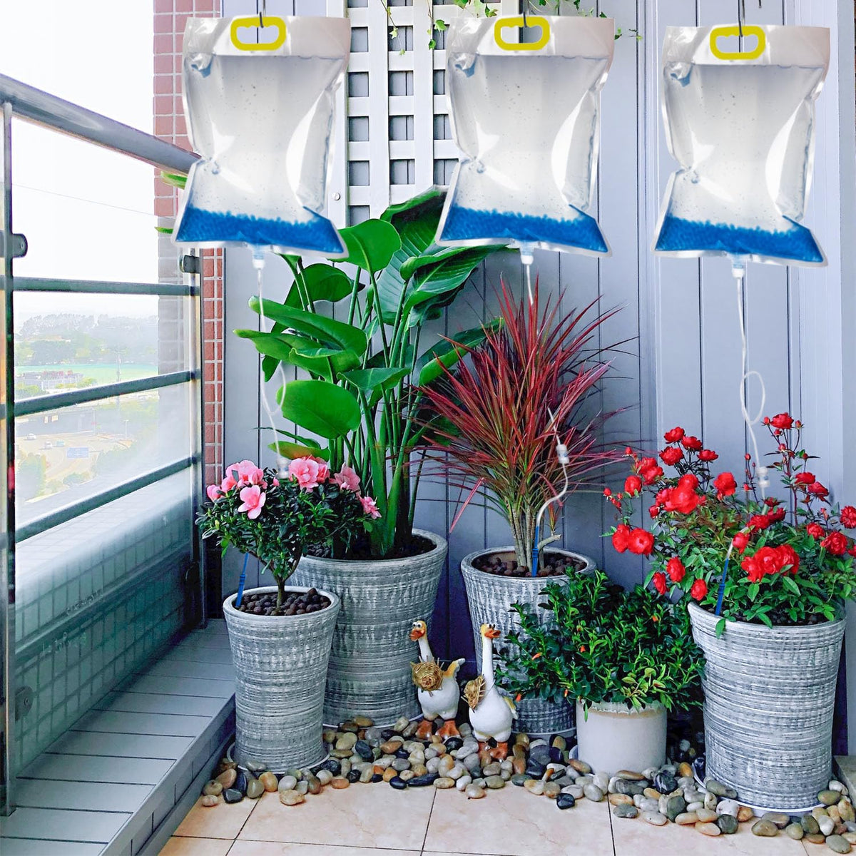 3.5L Plant Self Watering Bags with Adjustable Flow Regulators & Hooks,Automatic Plant Waterer, Plant IV Water Bags, Vacation Plant Watering System for Indoor Plant Life Support, 3Pcs