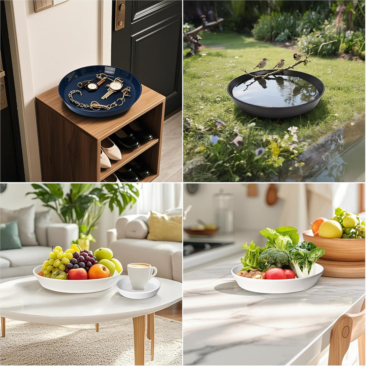 Plant Saucers 12 Inch (12.7 Inch) Plant Trays, Durable Round Glazed Ceramic Flower Plant Water Drip Tray for Pots Planter