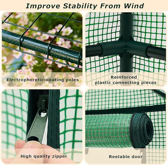 Mini Greenhouse for Indoor Outdoor, Small Plastic Plant Green House Rack Stand Portable Greenhouses with Durable PE Cover for Seedling 60 "x 35"x 16",20 Pcs T-Type Plant Tags Include(PLGH4053G)