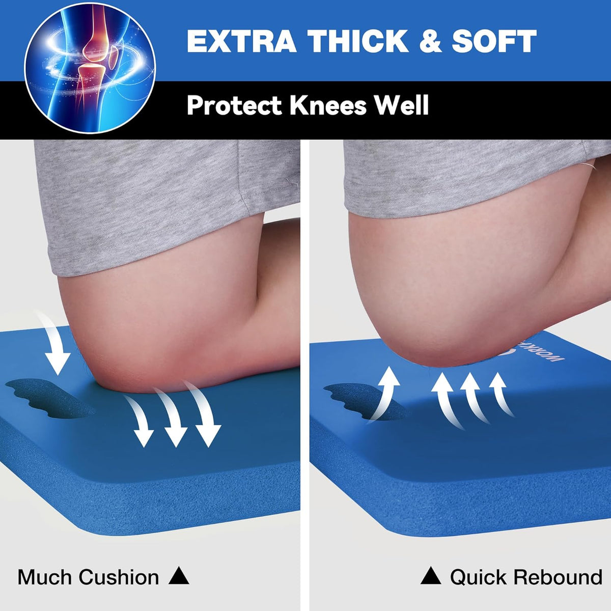 WORKPRO Extra Thick Kneeling Pad, 2-Pack, Soft Foam Cushioning for Knee, Large Foam Kneeler Mat for Gardening, Bathing Baby, Workout Supplies, 17.5 x 11 x 1.5 in, Blue