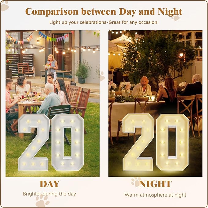 Marquee Light Up Numbers: 3FT Large Decorative Letters Signs for Party Decorations Baby Shower Birthday Wedding Engagement Anniversary, 3 Feet Tall Pre-Cut DIY Foamboard Number 21 - Easy to Assemble