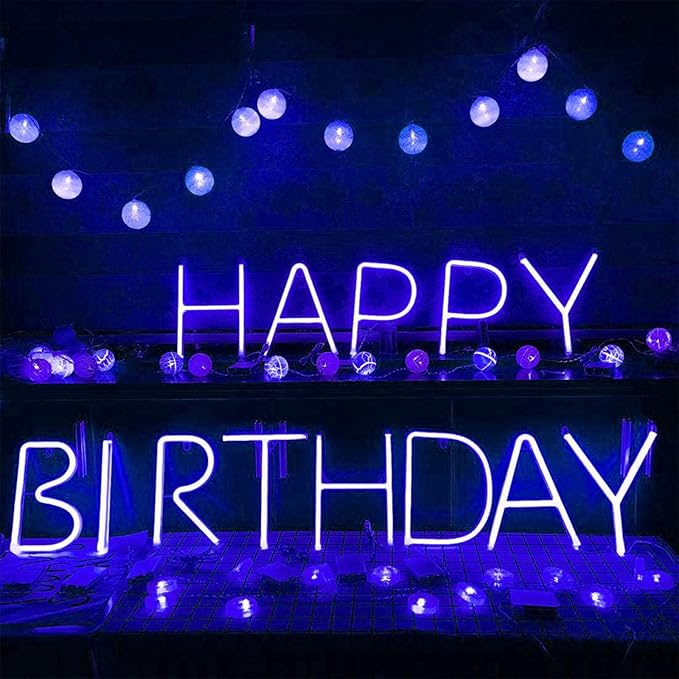 ENUOLI Blue Neon Letter Sign - Battery/USB Powered LED Alphabet Neon Art Lights for Wedding, Birthday, Christmas, Home Bar Decoration