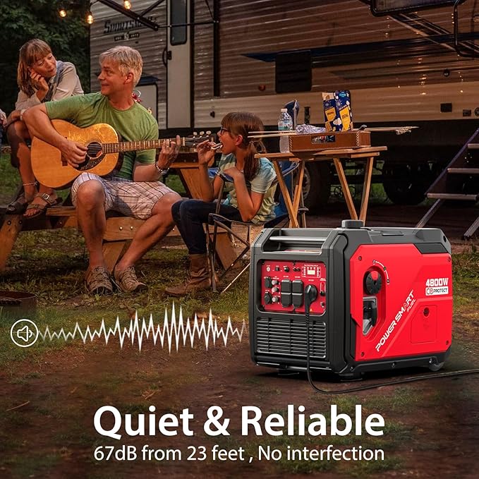 PowerSmart 4800-Watt Portable Inverter Generator with Electric Start, Super Quiet,Wheel Handle Kit, CO Protect, RV Ready, Parallel Capable Included, EPA Compliant