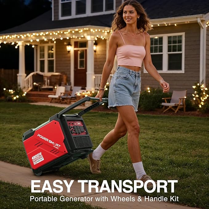 PowerSmart 4800-Watt Portable Inverter Generator with Electric Start, Super Quiet,Wheel Handle Kit, CO Protect, RV Ready, Parallel Capable Included, EPA Compliant