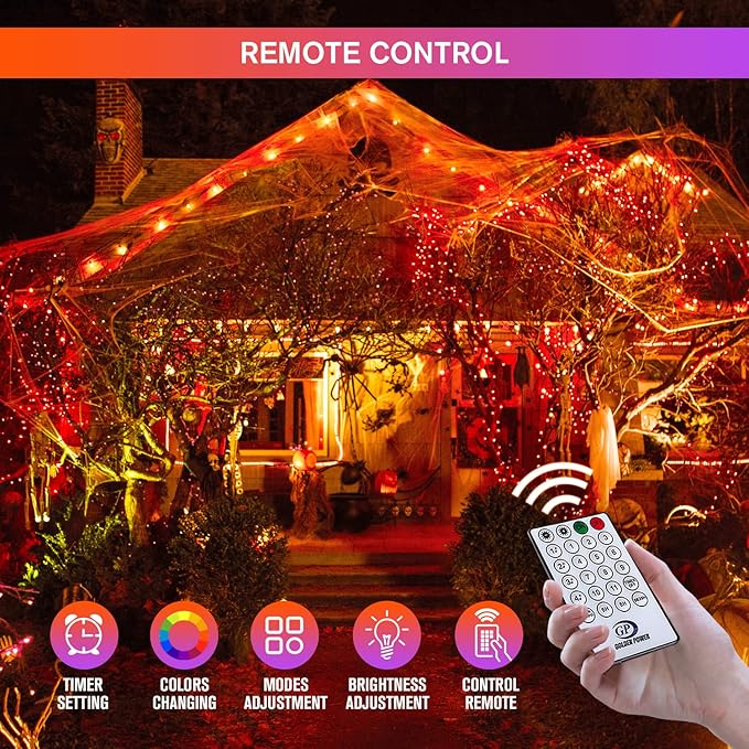 JMEXSUSS 500LED Orange Purple String Lights