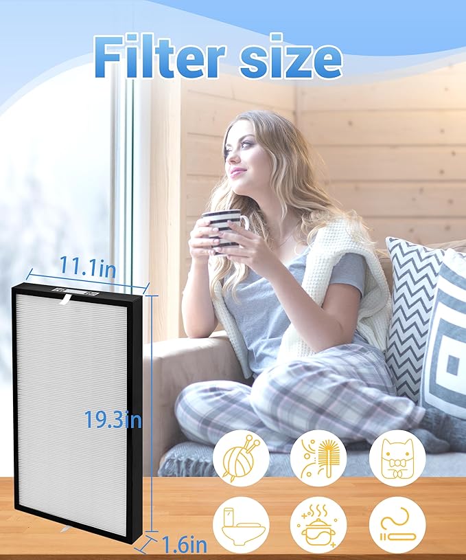 6-Pack AD5000 Replacement Filter Compatible with Air Doctor 5000 Air Purifier, Includes 2 Efficient Main Filter and 4 Activated Carbon Filters (Not Compatible with 5500 Series)