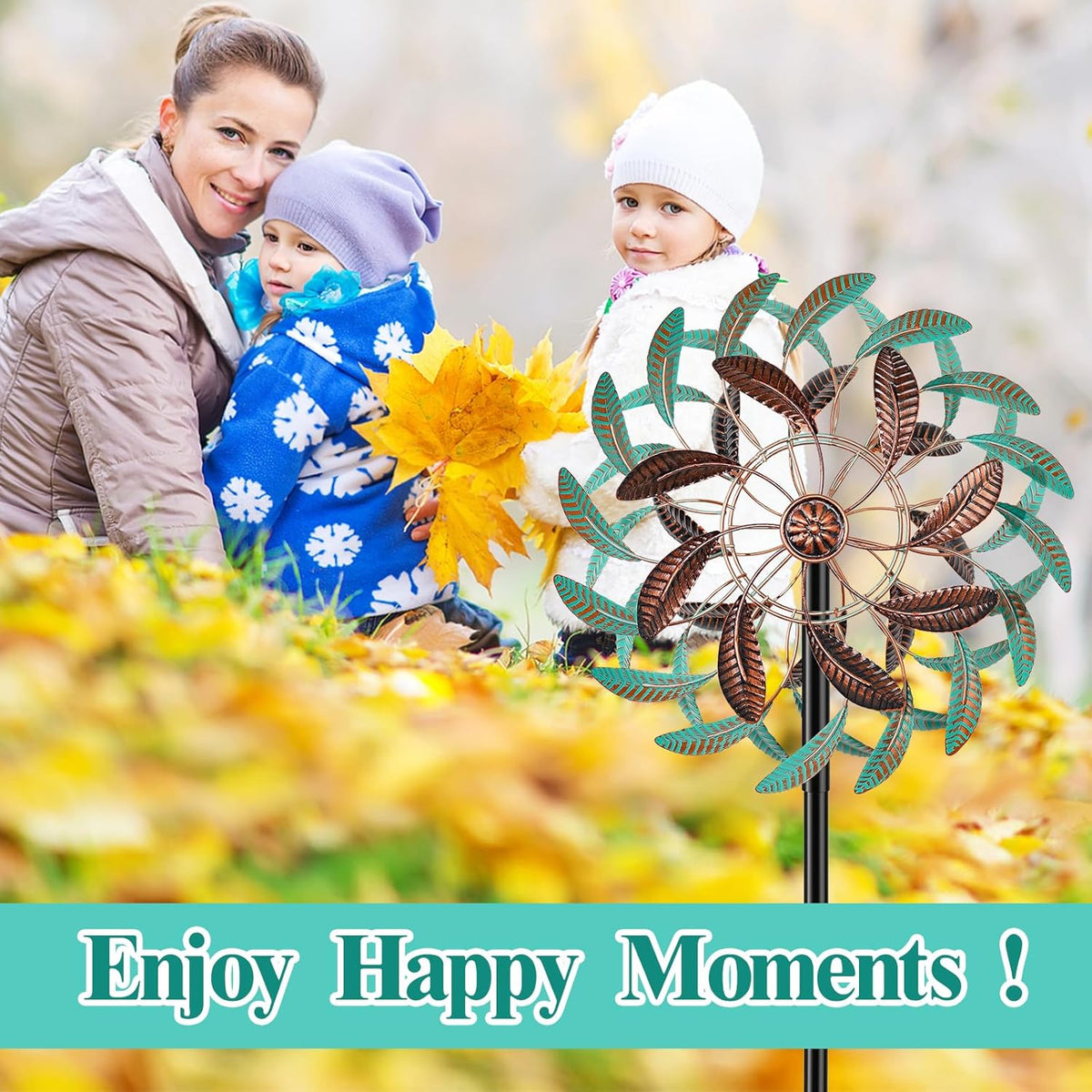 360° Wind Spinners Outdoor, Wind Sculptures Windmill with Metal Stake, Kinetic Large Metal Yard Art Decor Spinners Pinwheels for Garden Outside Patio Lawn, 63.2 * 13.2"