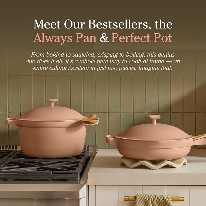 Our Place Cookware Duo - 7-Piece Set Including the Always Pan, Perfect Pot and Spatulas | Multifunctional, Toxin-Free Nonstick | Heat Safe up to 450°F | Oven, Stove, Induction Compatible | Blue Salt