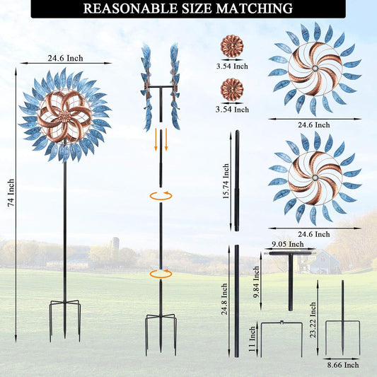Wind Spinner Large Wind Mill Metal Outdoor Indoor Large Two-Way Wind Sculptures for Garden Patio Yard Decor