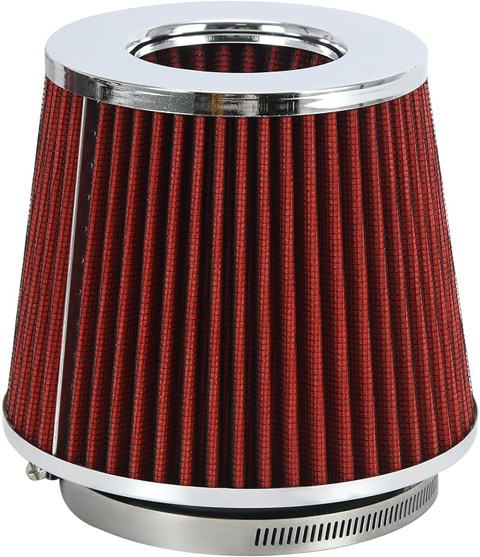 PTNHZ Universal Red 4" 102mm High Flow Cold Air Intake Cone Air Filter Power Intake Air Inlet System Air Cleaner