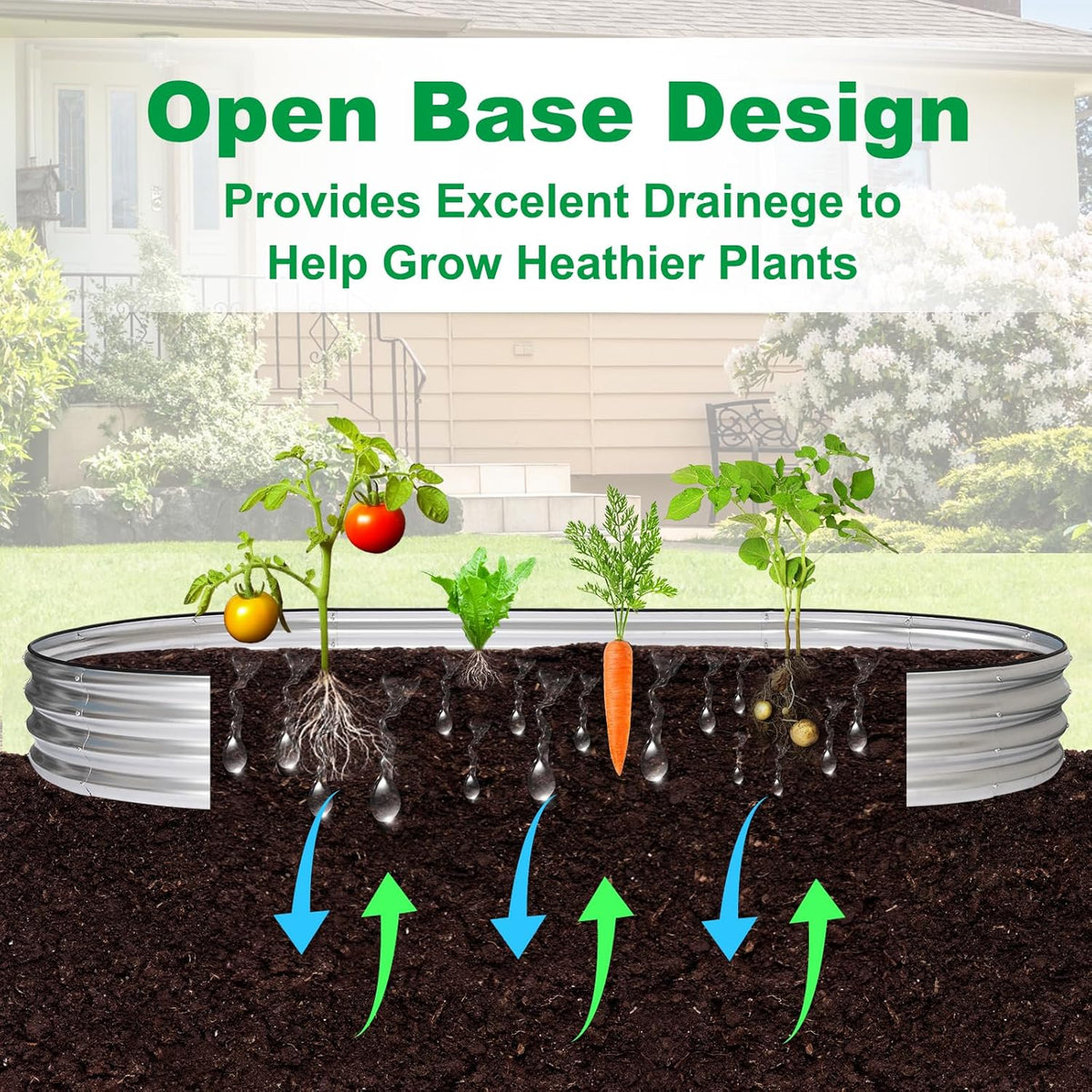 JERIA 8×4×1ft Oval Raised Garden Bed,Galvanized Raised Garden Bed Kit Outdoor Metal Gardening Planter Box for Vegetable, Fruits, Flower,Herbs