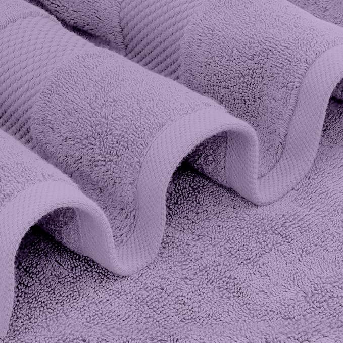 White Classic Luxury Bath Towels Set of 4 Large - 700 GSM Cotton Ultra Soft Bath Towels 27x54 | Highly Absorbent and Quick Dry | Hotel Towels for Bathroom Luxury, Plush Shower Towels, Lavender