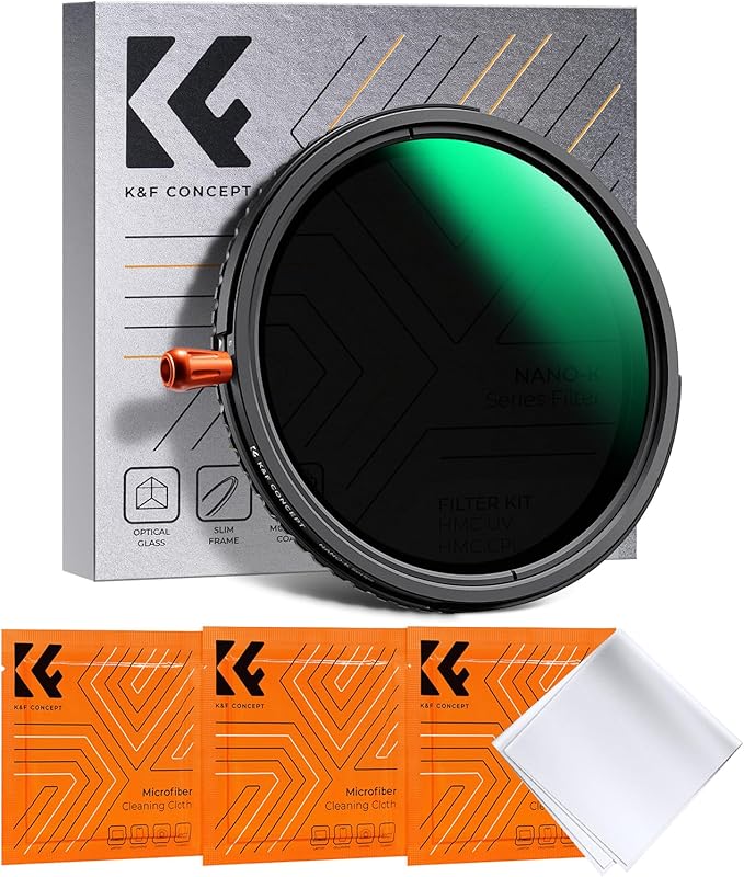 K&F CONCEPT 58mm Black Diffusion Mist Effect 1/4 & Variable ND2-32(1-5 Stops) & Circular Polarizing Filter CPL-in 1 Lens Filter with 18 Multi-Coatings for Camera Lenses (K-Series)