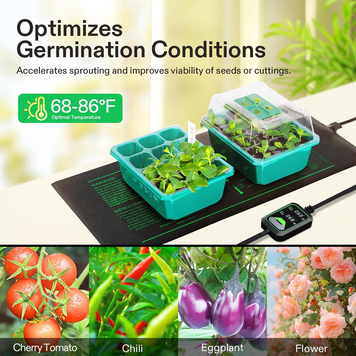 VIVOSUN 48"x20.75" Seedling Heat Mat with Built-in Temperature Controller, UL & MET-Certified Waterproof Plant Heating Pad for Germination, Hydroponics, Brewing, Breeding, and Greenhouses