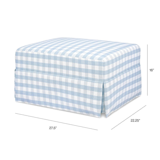 Namesake Crawford Gliding Ottoman in Blue Gingham, Greenguard Gold & CertiPUR-US Certified