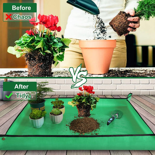 39.5" x 31.5" Large Repotting Mat for Indoor Plants Transplanting Control Mess Table Top Gardener Portable Potting Tray Succulent Potting Garden Mat Gardening Gifts for Women Plant Lady Gifts