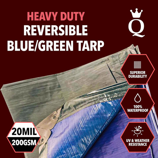 QUEEN OF TARPS | 8x10 Heavy Duty Tarp Waterproof, 120 GSM is 12 MIL, UV/Tear Resistant Tarp, Camping, Outdoor Furniture, Car, Tents, Painting, Firewood Protection | 8x10, Heavy Duty