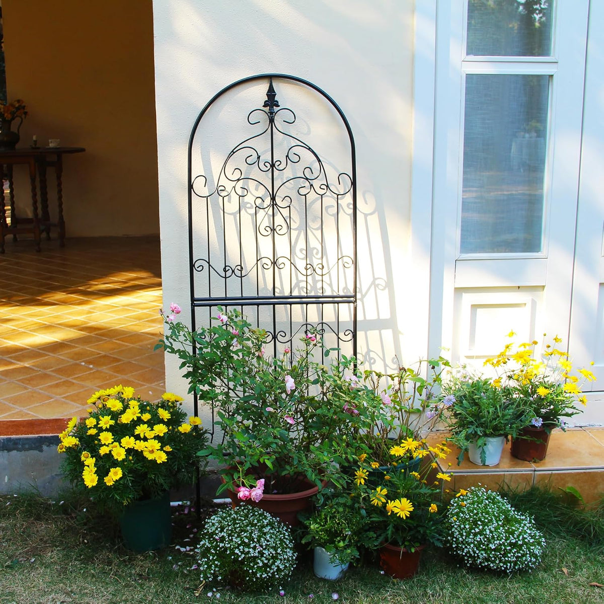 Trellis for Climbing Plants 59" H x 21.6" W Metal Unique Design Decorative Garden Structure Weather-Resistant Trellises Outdoor Decor Flowers Roses Vine Ivy Clematis