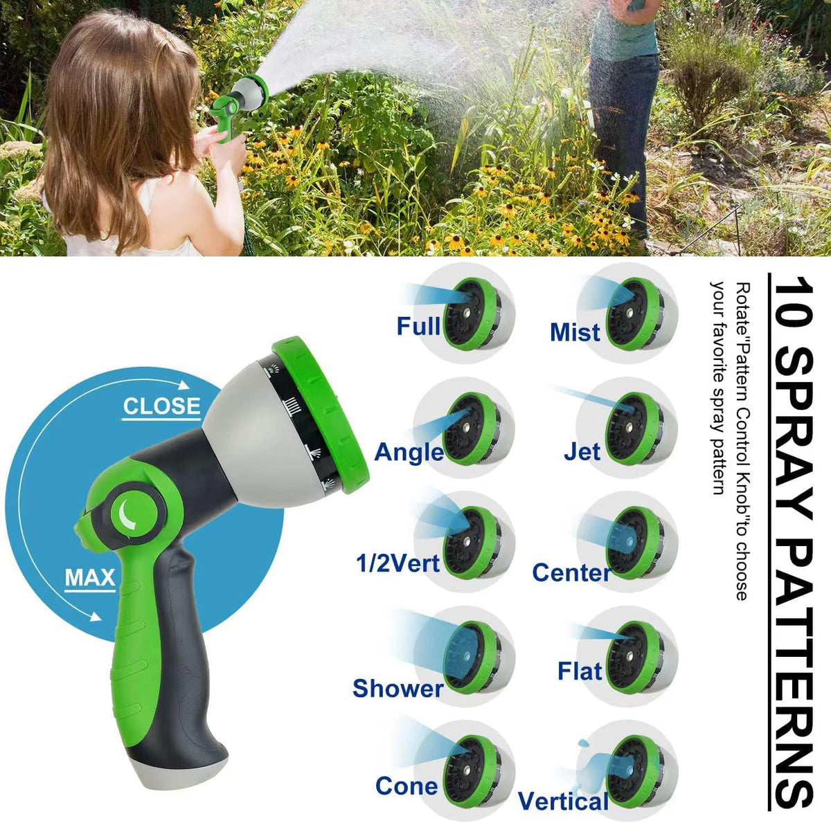 200Ft Metal Garden Hose durable stainless steel Water Hose, flexible, lightweight hose is resistant to kinks and tangles.With 10-way nozzle, strong 3/4” metal fittings, and a Stop Valve.