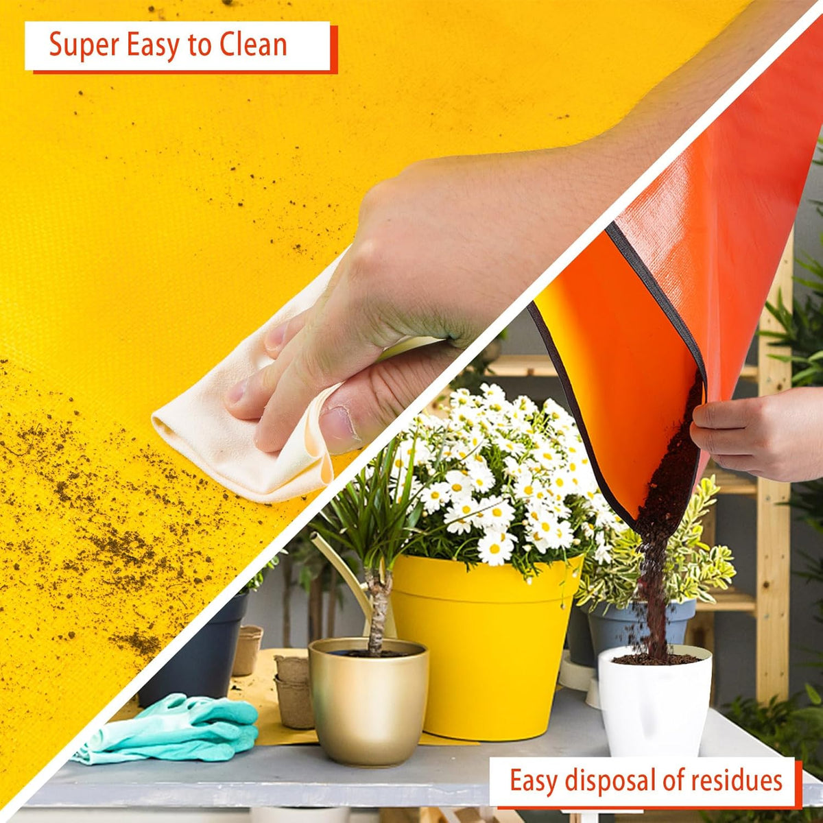 Large Potting Mat for House Plant Transplanting and Soil Mix Control Waterproof Plant RepottingTray Gardening Tools Plant Gifts for Plant Lovers (39.5"X31.5")