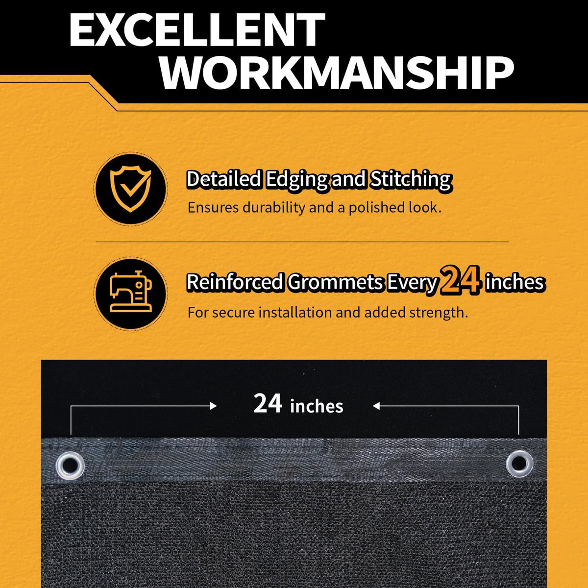5x40Ft Garden Privacy Fence Screen, 145GSM Heavy Duty 90% Blockage Windbreak Mesh Tarp with Reinforced Edges & Anti-Rust Grommets, Includes Zip Ties for Garden, Yard, Backyard, Outdoor, Black