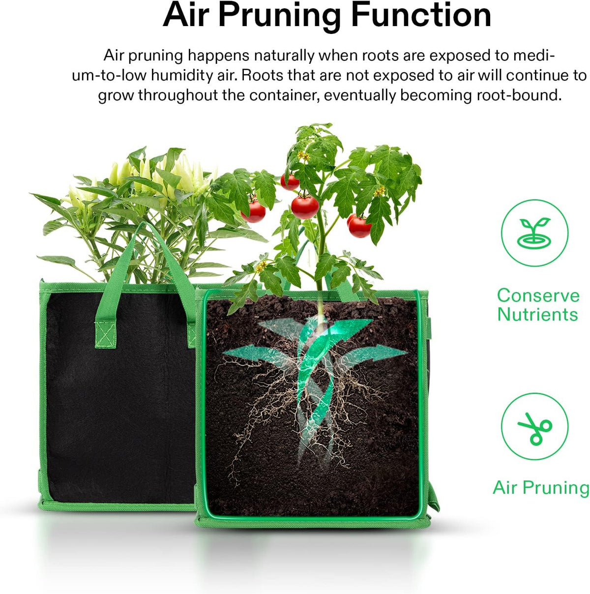 VIVOSUN 5 Pack 10 Gallon Square Grow Bags, Thick Nonwoven Cubic Fabric Pots with Handles for Indoor and Outdoor Gardening