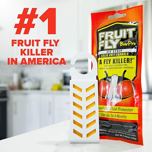 Fruit Fly BarPro – Vapor-Activated Insect Control Strip – Better Than Fruit Fly Traps – Kills Flies, Gnats, Roaches, Mosquitoes, and More – Odorless, 4 Month Protection