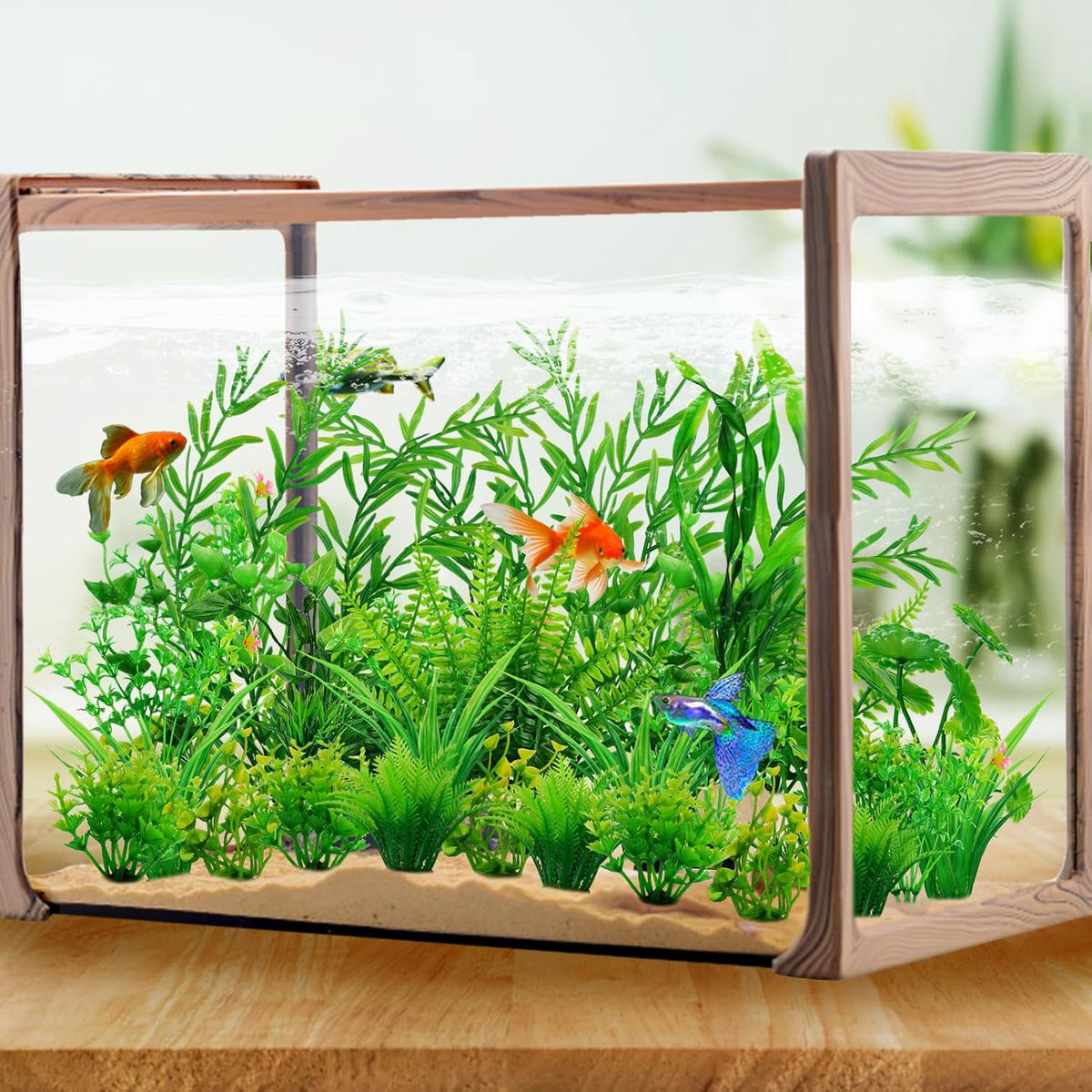 Aquarium Decorations - 25pcs Green Plants for Fish Tank, Plastic Decor Accessories