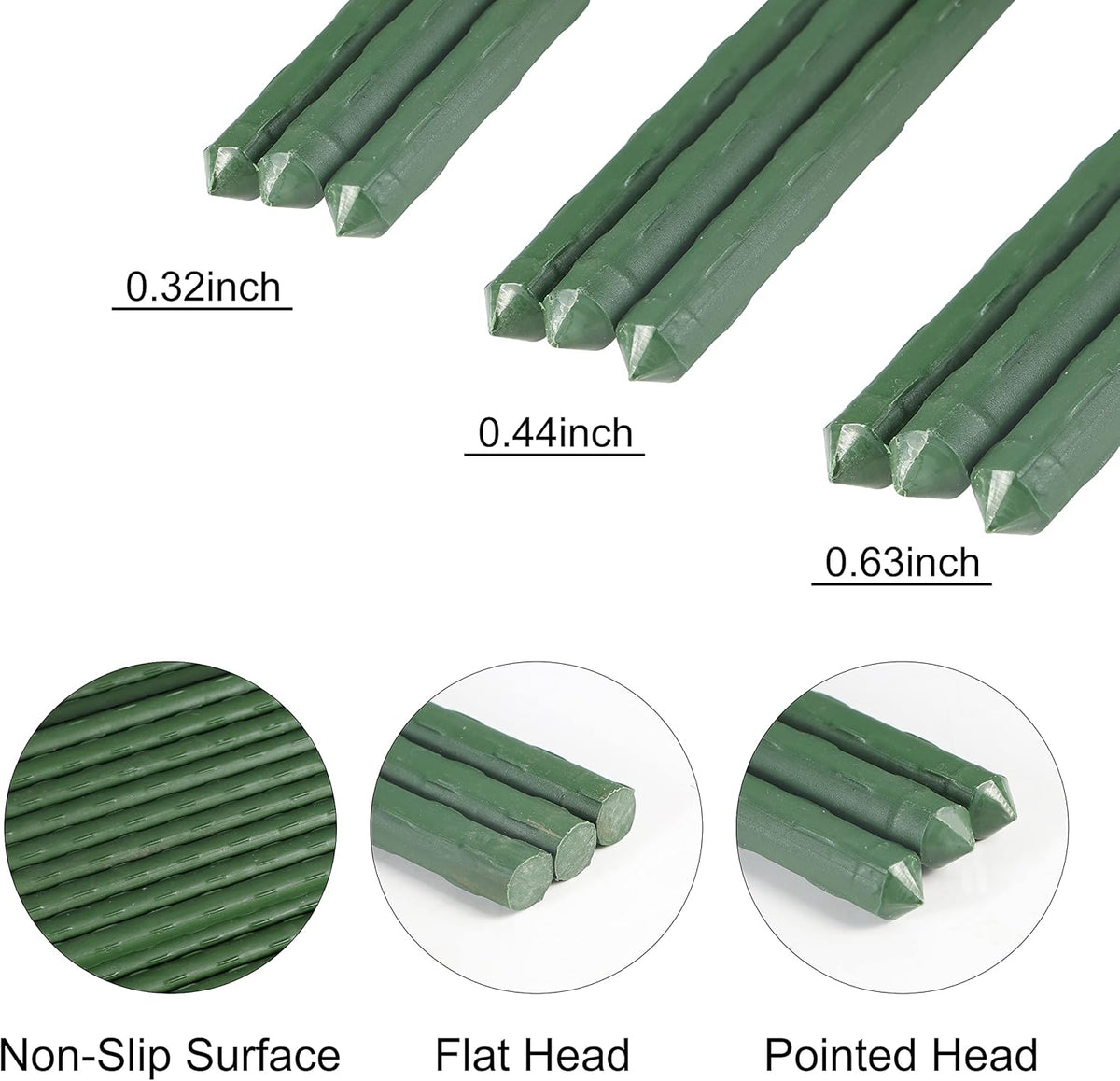 Garmeinea Garden Stakes 36 Inches Plastic Coated Steel Plant Stakes for Growing Climbing Plants, Pack of 25