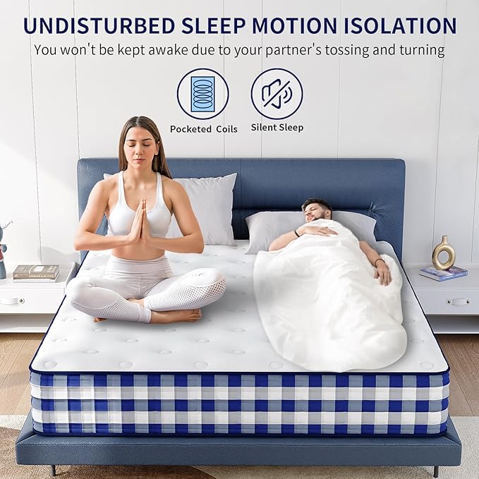Full Mattress 10 Inch, Memory Foam Mattress with Pocket Spring, Soft & Comfortable Medium Plush, Motion Isolation, Pressure Relief, CertiPUR-US Certified (75"*54"*10")