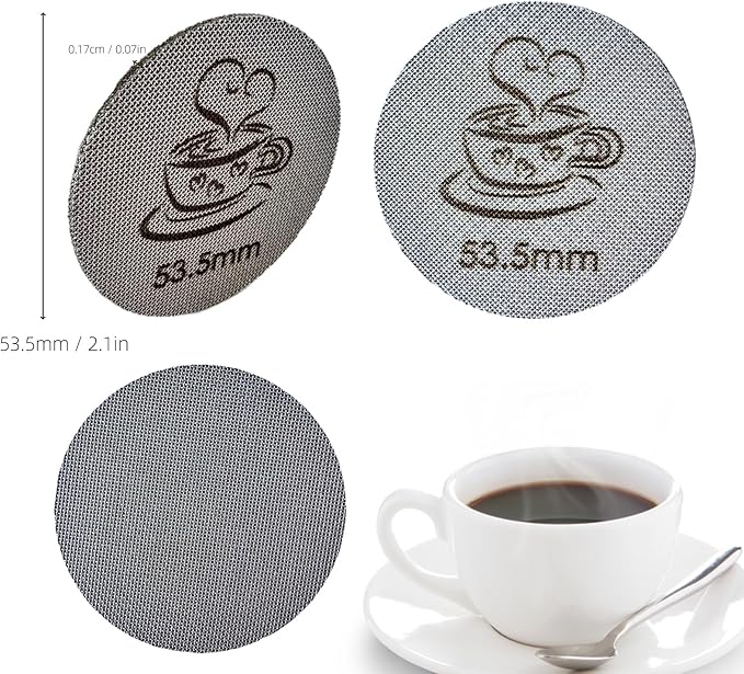 Espresso Puck Screen for 54mm Portafilter Basket, 1.7mm Thickness Made with 316 Stainless Steel, Coffee Machine Reusable Filter for Barista Accessories (54mm)