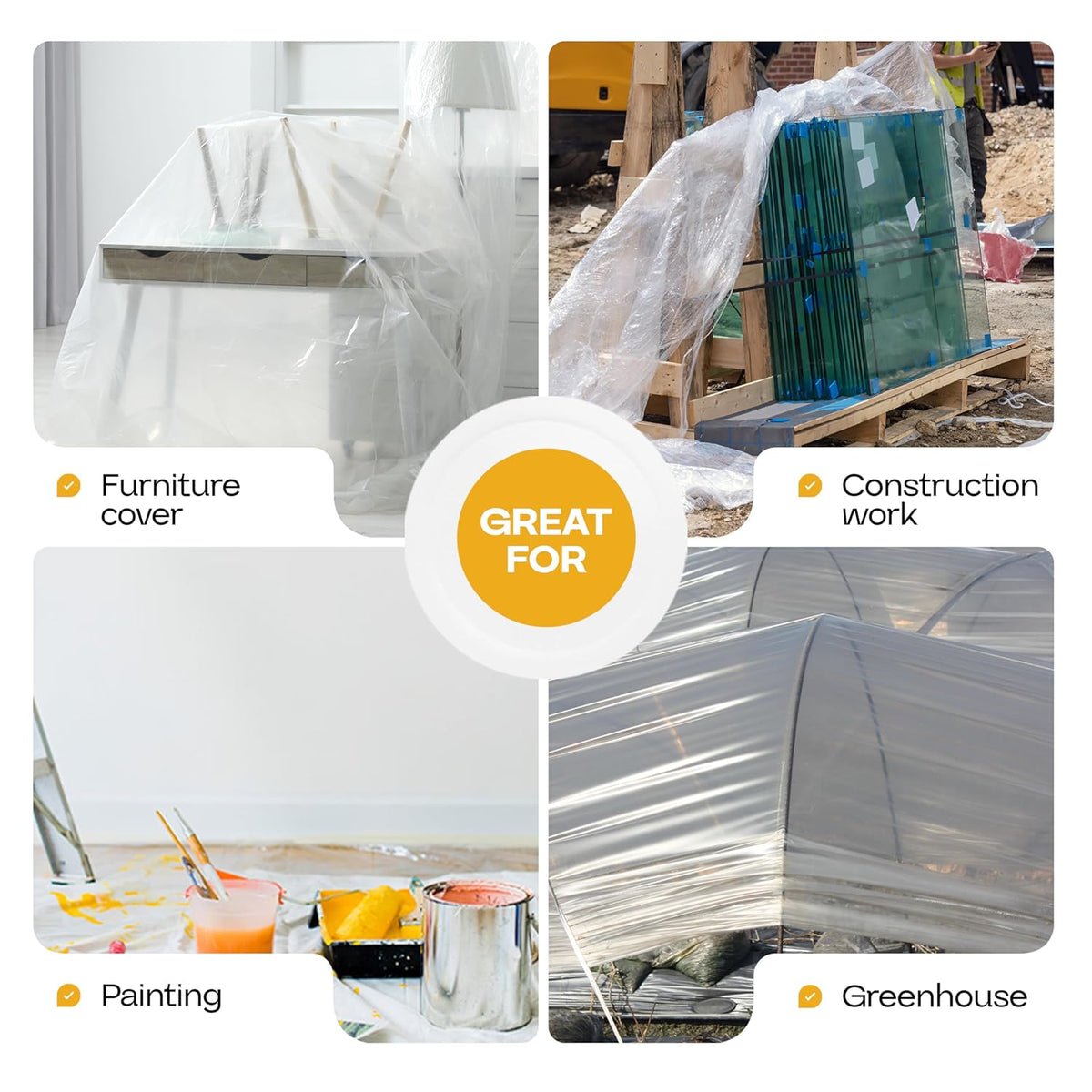 Plastic Sheeting 6 mil, 40' x 100' (4000 sq. ft.) - Semi-Clear Thick Painting Plastic Covering for Painting, Construction and Greenhouse - LDPE Plastic Rolls Heavy Duty Outdoor by IDL Packaging