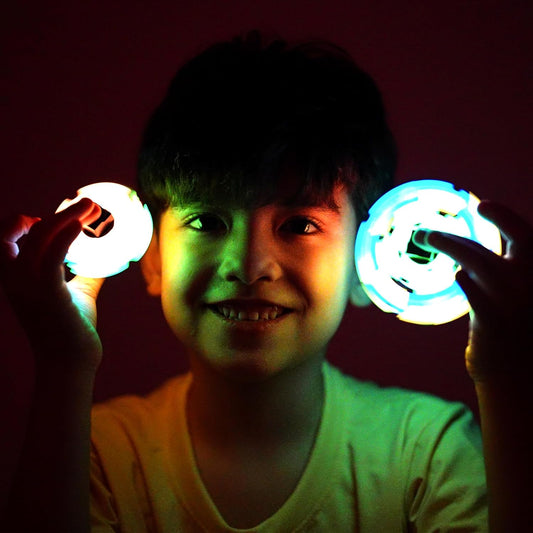 TOSY Magnet Fidget Spinner Glow - 16 Blocks, 3 in 1 Toy: Transformable Fidget Spinner, Infinity Cube, 2x2 Puzzle Cube, Glow, Stress Relief, STEM Magnet Tiles Birthday Gift for Kids/Boys/Girls/Adults