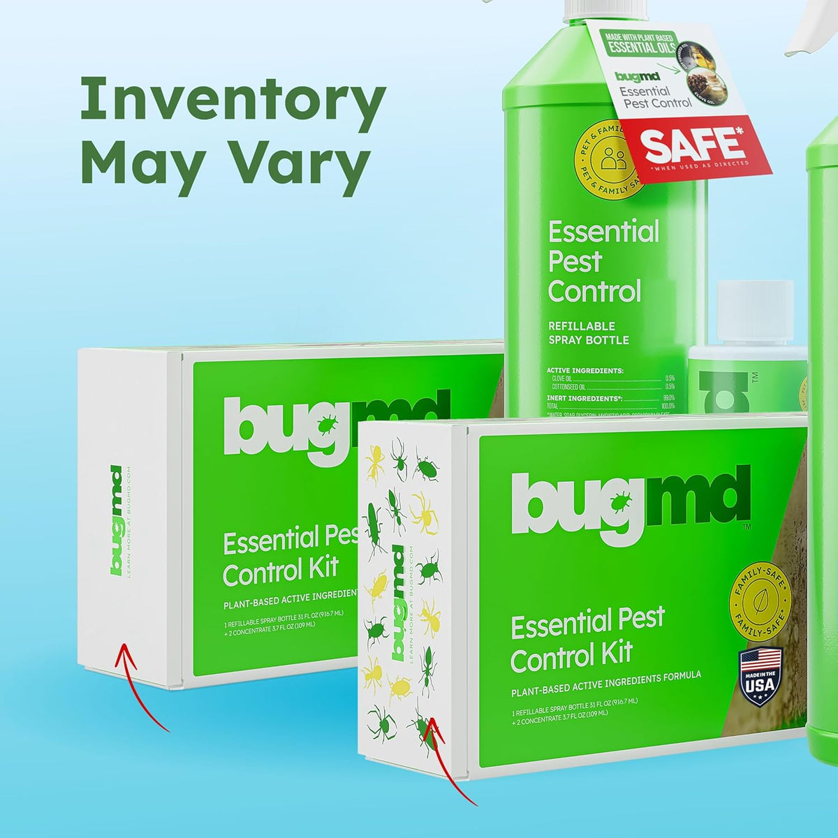 BugMD Ant Killer & Bug Spray - Roach and Cockroach Killer Indoor, Spider Spray for Home, Fly and Insect Defense, Natural, Safe with Essential Oils, Plant-Powered, Pest Control - Starter Kit