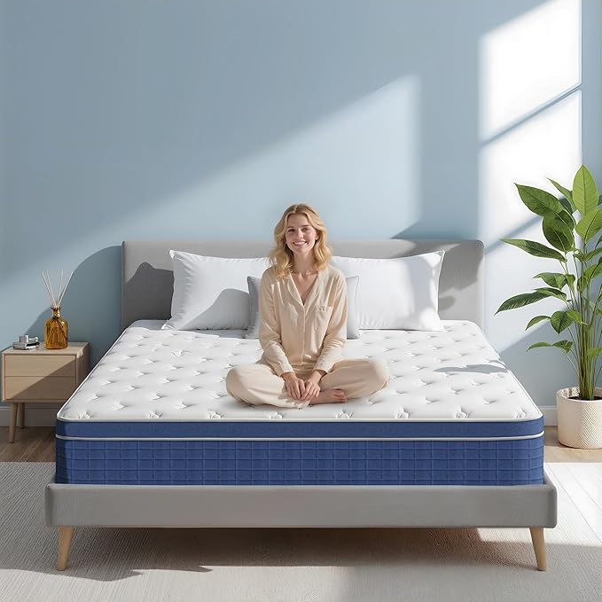 Twin Size Mattress 12 Inch, Twin Mattress in a Box, Hybrid Memory Foam Medium Firm Feel Individual Pocket Springs Matress, Breathable Fabric, Strong Edge Support, Fiberglass Free