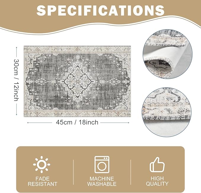 Snycler Table Runner Boho Table Runners Vintage Elegant Farmhouse Table Center Linen Decor for Home Dining Party Entrance (12x18 Inch ,Set of 4) Black