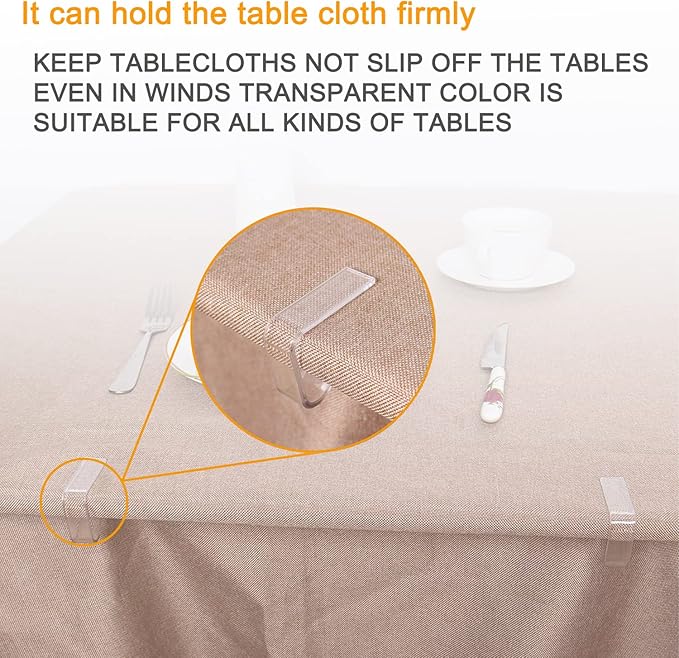 24 Pieces Transparent Clear Tablecloth Clips, Plastic Table Cloth Clips,Windproof Table Cover Holder Clamps,Table Cloth Holder for Christmas Home Wedding Party Indoor Outdoor Camping Picnic (Large)