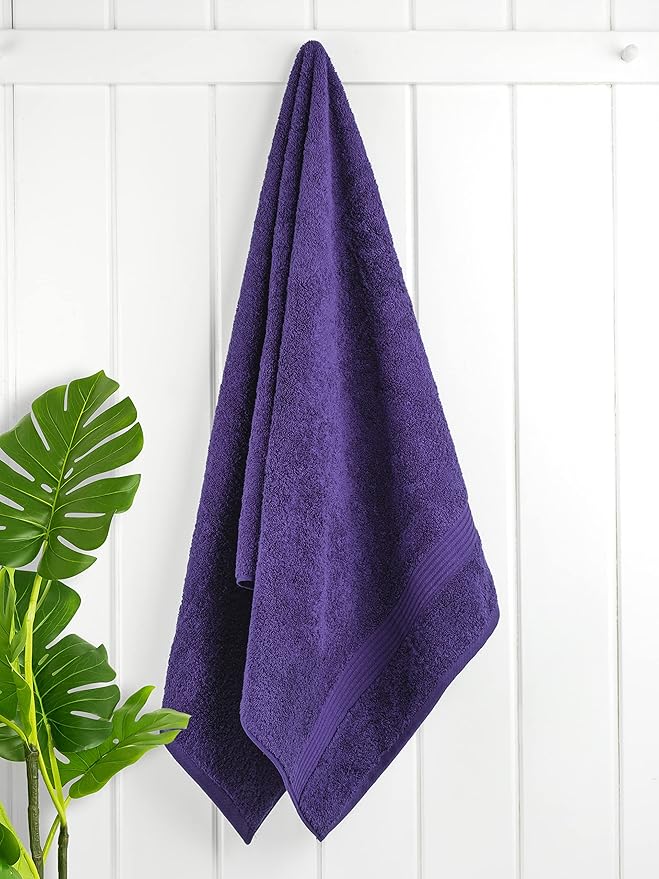 Cotton Paradise 4 Piece Turkish Bath Towels for Bathroom, 100% Cotton Extra Large Soft Plush Towels Bathroom Set, Purple