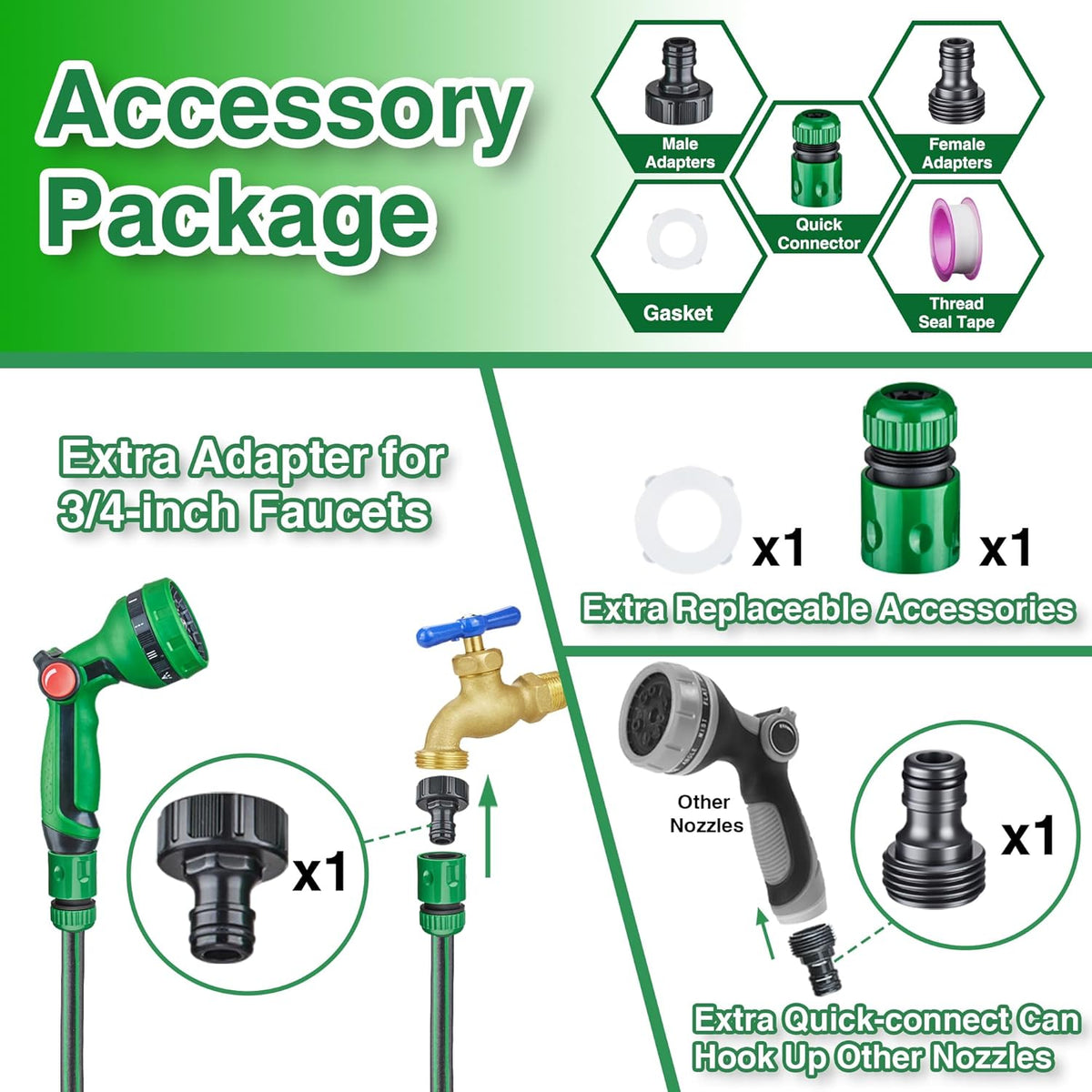 1/2" x 50FT Retractable Garden Hose Reel,With 10 Patterns Spray Nozzle,Portable Heavy Duty Garden Hose Holder for Garden Watering,Car & Patio Washing,Pet Cleaning(Green)