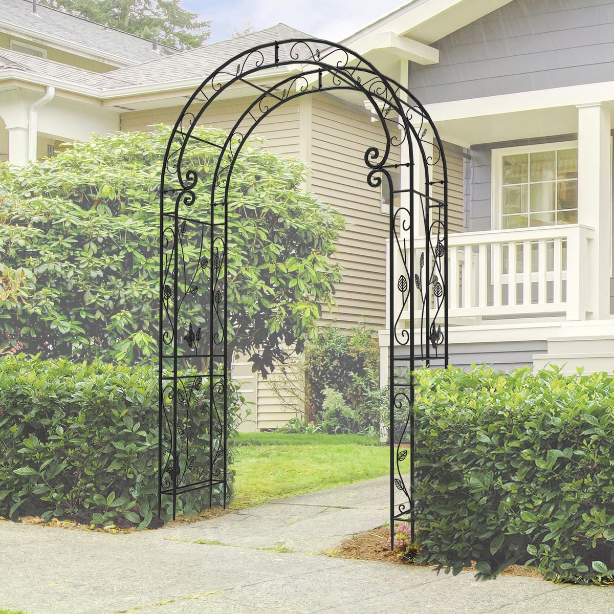 Trellume Garden Abor - 88"(H)*51"(L), Sturdy Metal Garden Arch with Rust-Resistant Finish, Trellis for Climbing Plants Outdoor, Ideal as Wedding Arches for Ceremony(20MM Pipe)