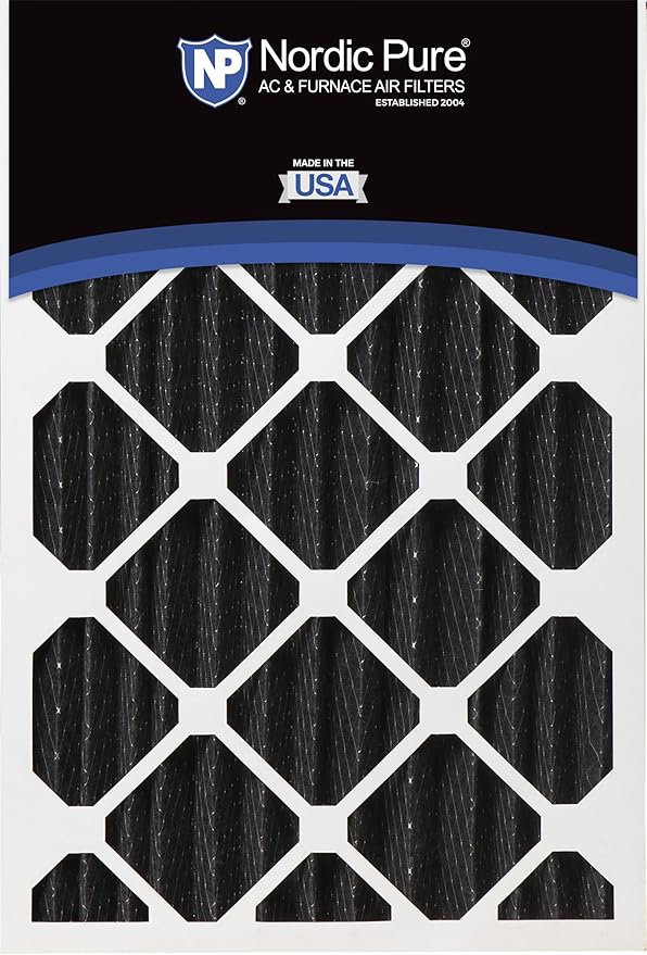 Nordic Pure 20x25x4 (Actual Size: 19 1/2 x 24 1/2 x 3 5/8) Pure Carbon Pleated Odor Reduction Merv 8 Furnace Filters 2 Pack