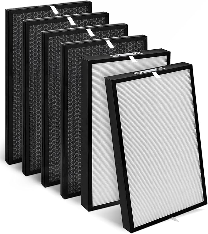 6-Pack AD5000 Replacement Filter Compatible with Air Doctor 5000 Air Purifier, Includes 2 Efficient Main Filter and 4 Activated Carbon Filters (Not Compatible with 5500 Series)