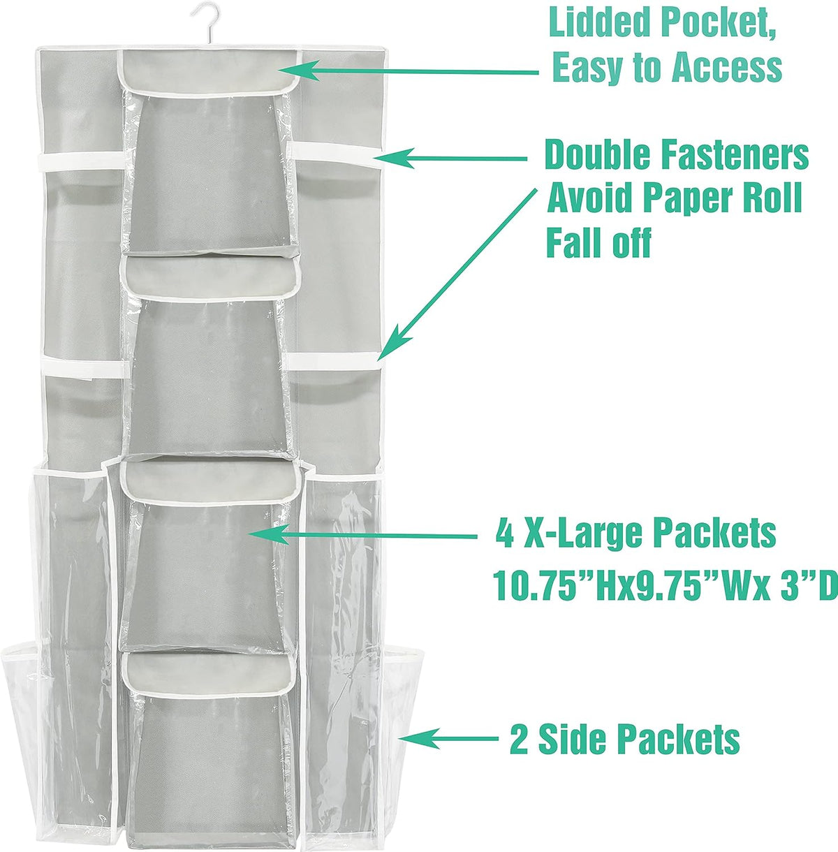 Simple Houseware Double-Sided Hanging Gift Wrap Organizer Storage Pockets, Gray (Set of 1)